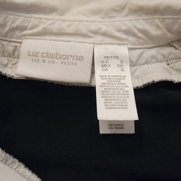 Liz Claiborne 2-in-1 Longsleeve Pullover Blouse Black Knit White Collared SM P - Picture 9 of 12